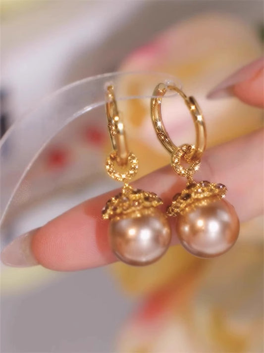 Champagne Elegant Pearl Earrings for Women