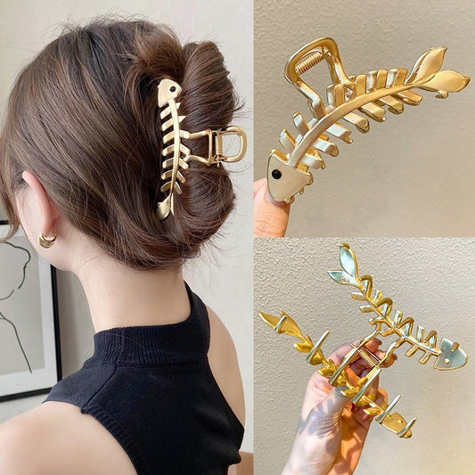 Fishbone Hair Clips For Women Shark Hair Clips Large Hair Accessories Metal Hair Clips