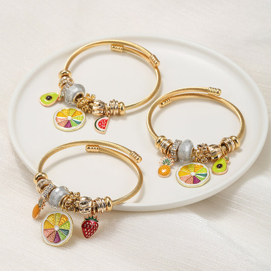 DIY Stainless Steel Gold Bracelet Summer Fruit Party Bracelet