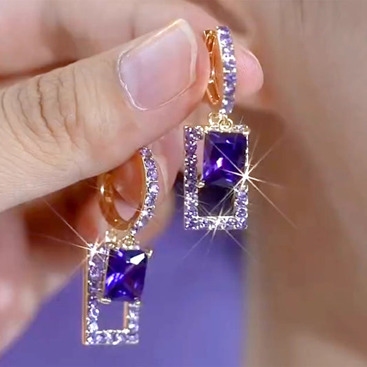 Super Flash Purple Geometric Earrings For Women