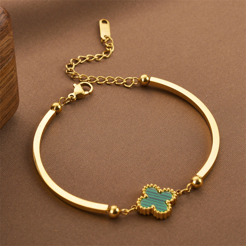 18k Gold Four-leaf Clover Bracelet Women's Accessories