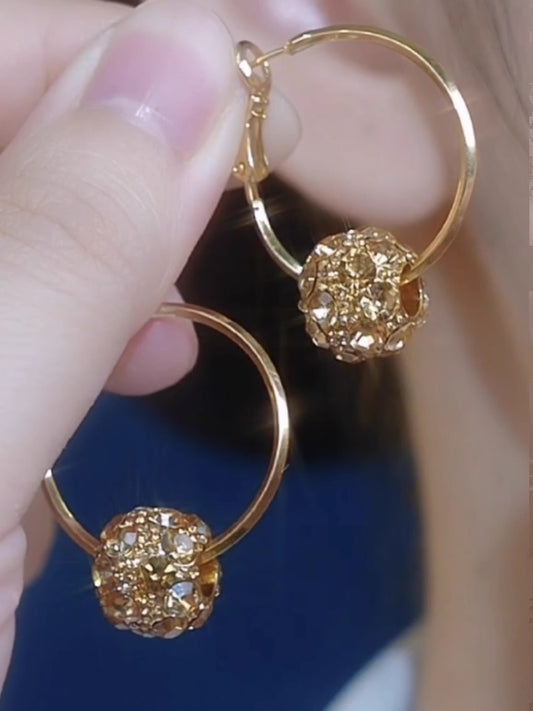 Fashionable Golden Zircon Ball Earrings For Women Accessories