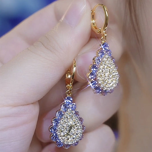 Purple Fashion Exquisite Zircon Water Drop Earrings for Women