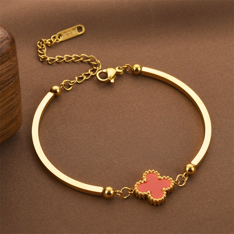 18k Gold Four-leaf Clover Bracelet Women's Accessories