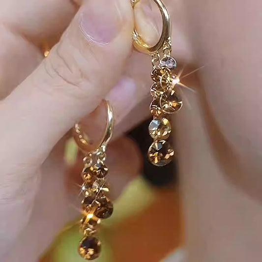 Brown Water Drop Temperament Atmospheric Retro Versatile Exquisite Female Earrings